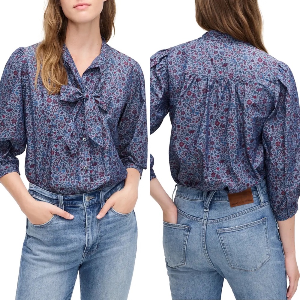 J. Crew Blue Floral Blouse